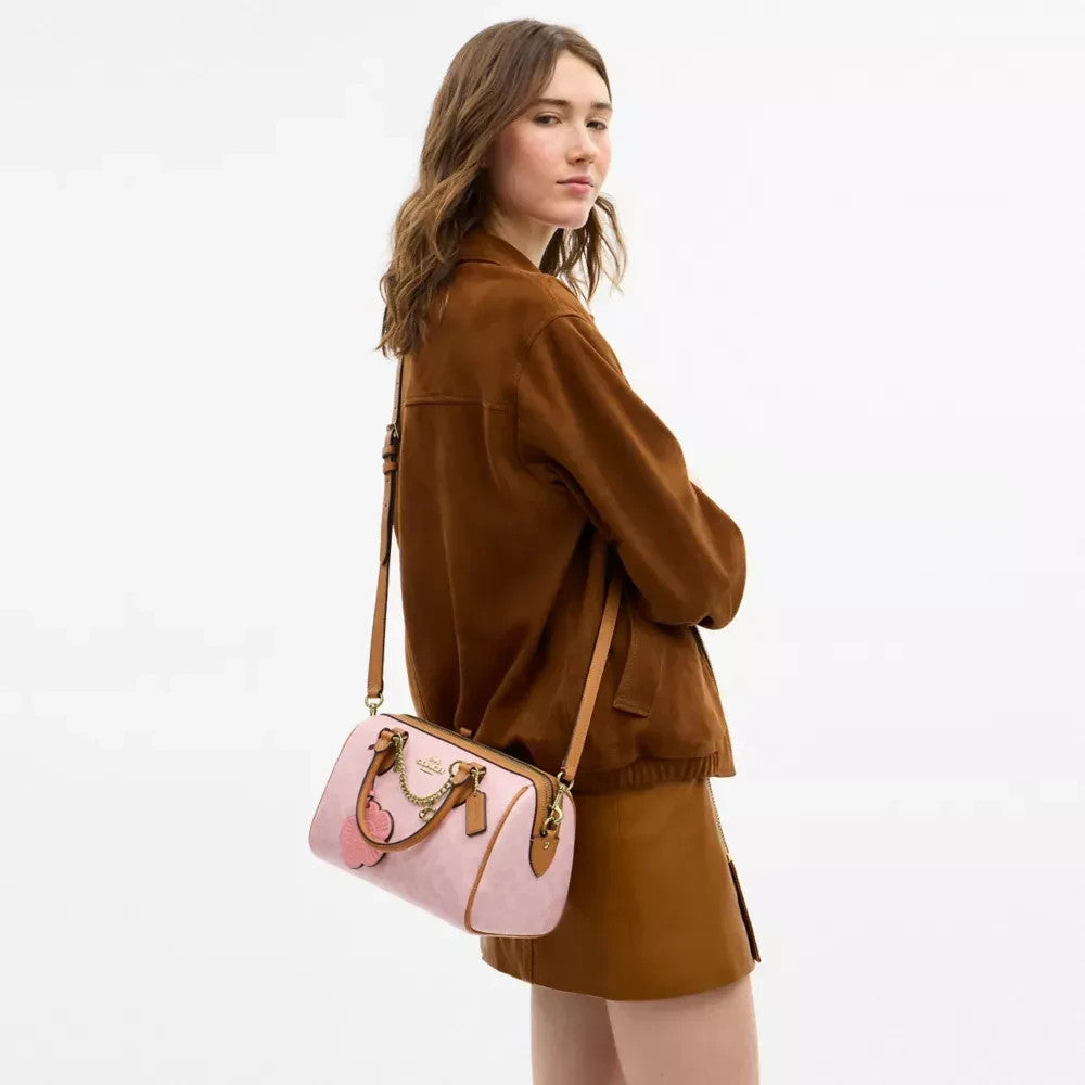 Rowan Satchel Bag in Powder Pink Signature Canvas