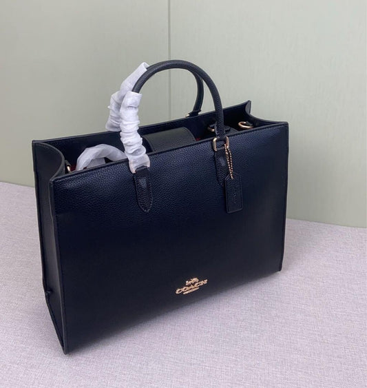 Maggie Leather Tote Bag – Classic Black Shoulder Purse
