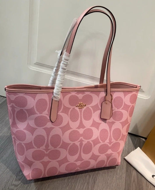 City Signature Canvas Tote Bag – Powder Pink