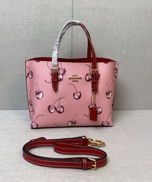 Canvas Mini Tote Bag – Cherry Pink Shoulder Style