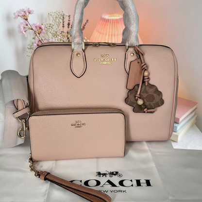Blush Pink Coach Bag Set with Cosy Background