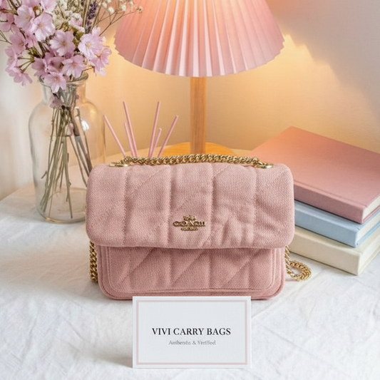 Coach Blush Quilted Denim Mini Flap – Lifestyle