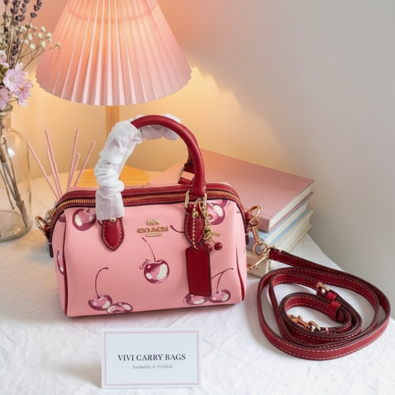 Coach Cherry Print Mini Barrel – Background & Card