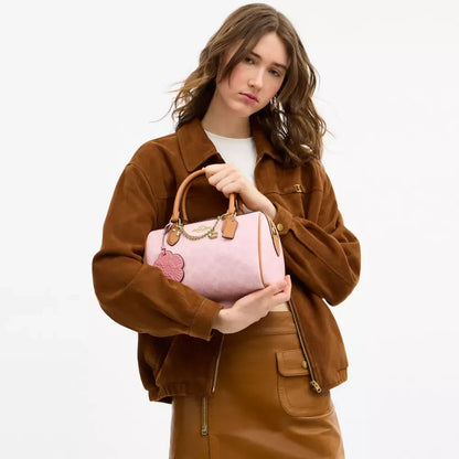Rowan Satchel Bag in Powder Pink Signature Canvas