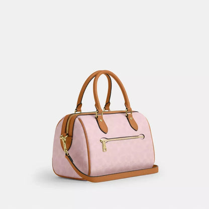Rowan Satchel Bag in Powder Pink Signature Canvas