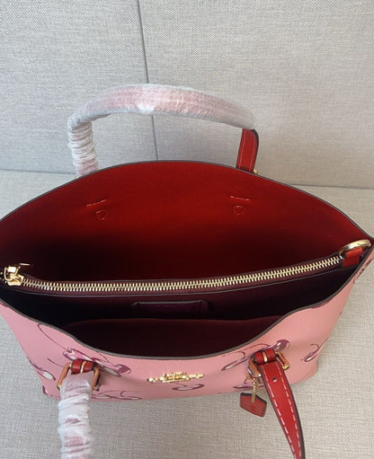 Canvas Mini Tote Bag – Cherry Pink Shoulder Style
