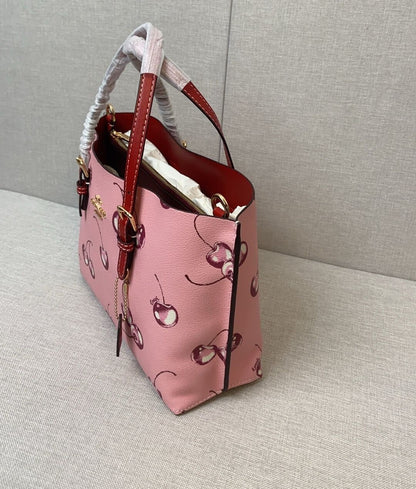 Canvas Mini Tote Bag – Cherry Pink Shoulder Style