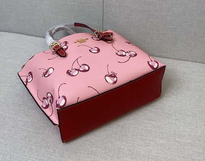 Canvas Mini Tote Bag – Cherry Pink Shoulder Style