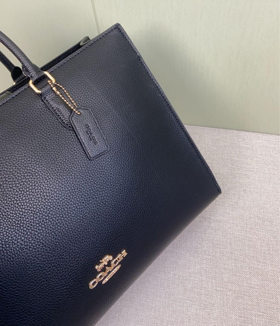 Maggie Leather Tote Bag – Classic Black Shoulder Purse