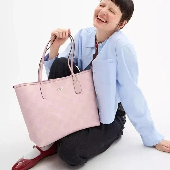 City Signature Canvas Tote Bag – Powder Pink