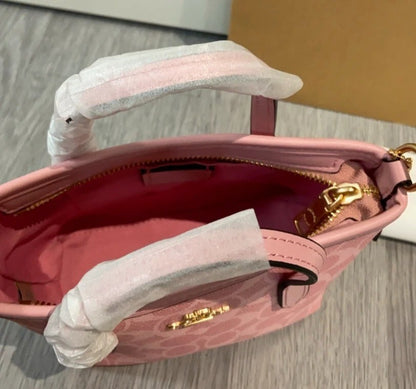 City Mini Tote Bag in Powder Pink Signature Canvas