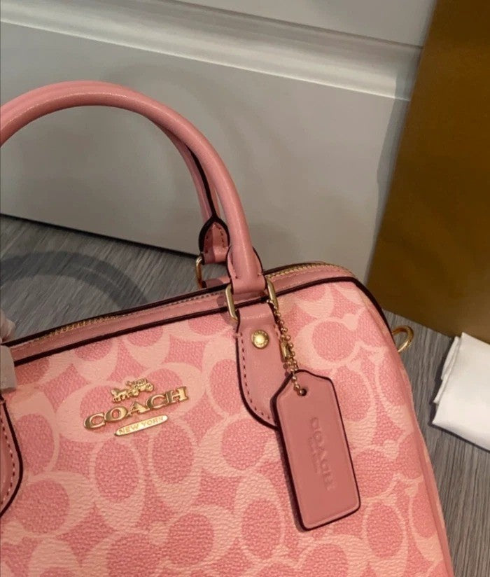 Rowan Signature Canvas Satchel Bag – Powder Pink