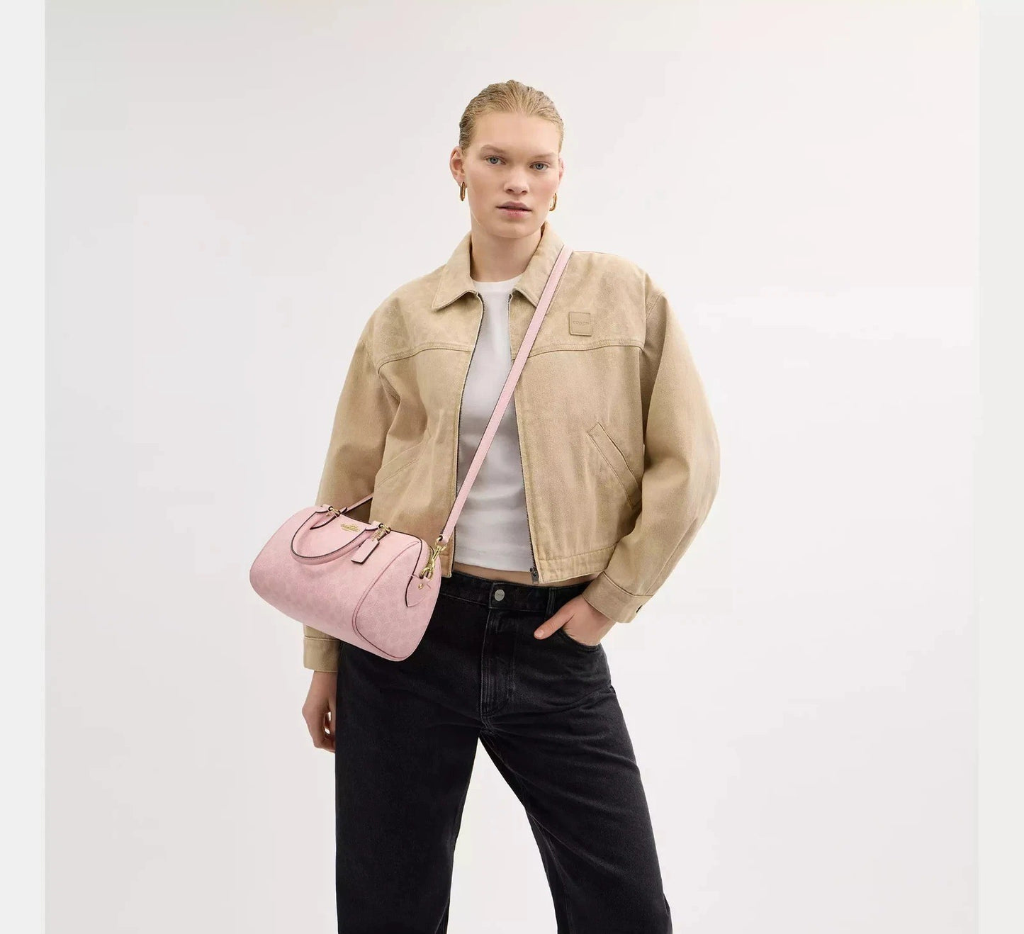 Rowan Signature Canvas Satchel Bag – Powder Pink