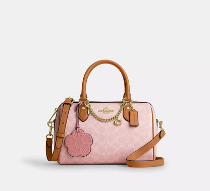Rowan Satchel Bag in Powder Pink Signature Canvas