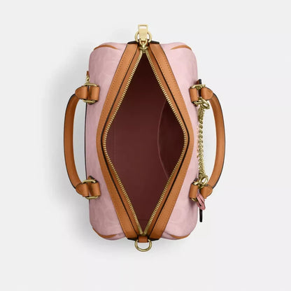 Rowan Satchel Bag in Powder Pink Signature Canvas