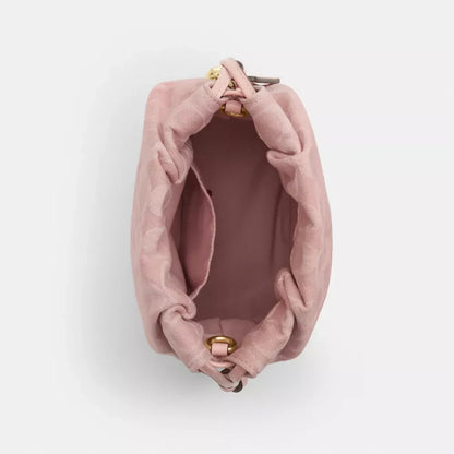 Mini Drawstring Shoulder Bag – Light Pink Denim