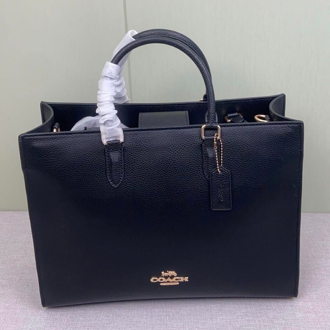 Maggie Leather Tote Bag – Classic Black Shoulder Purse