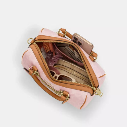 Rowan Satchel Bag in Powder Pink Signature Canvas
