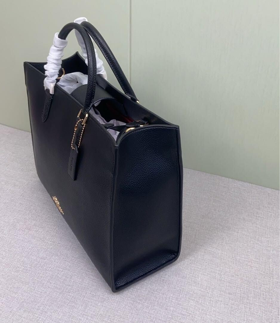 Maggie Leather Tote Bag – Classic Black Shoulder Purse