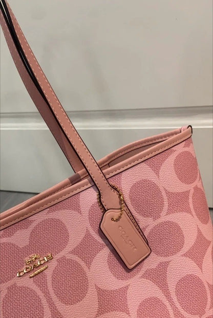 City Signature Canvas Tote Bag – Powder Pink