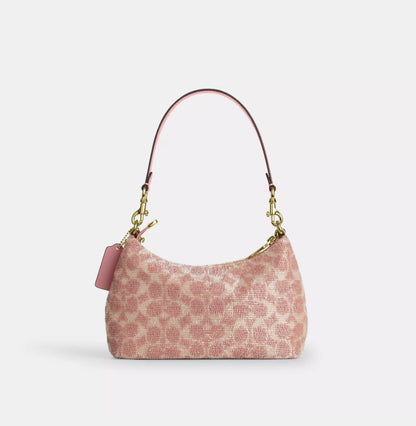 Pink Satin Beaded Shoulder Bag With Sparkle Detail