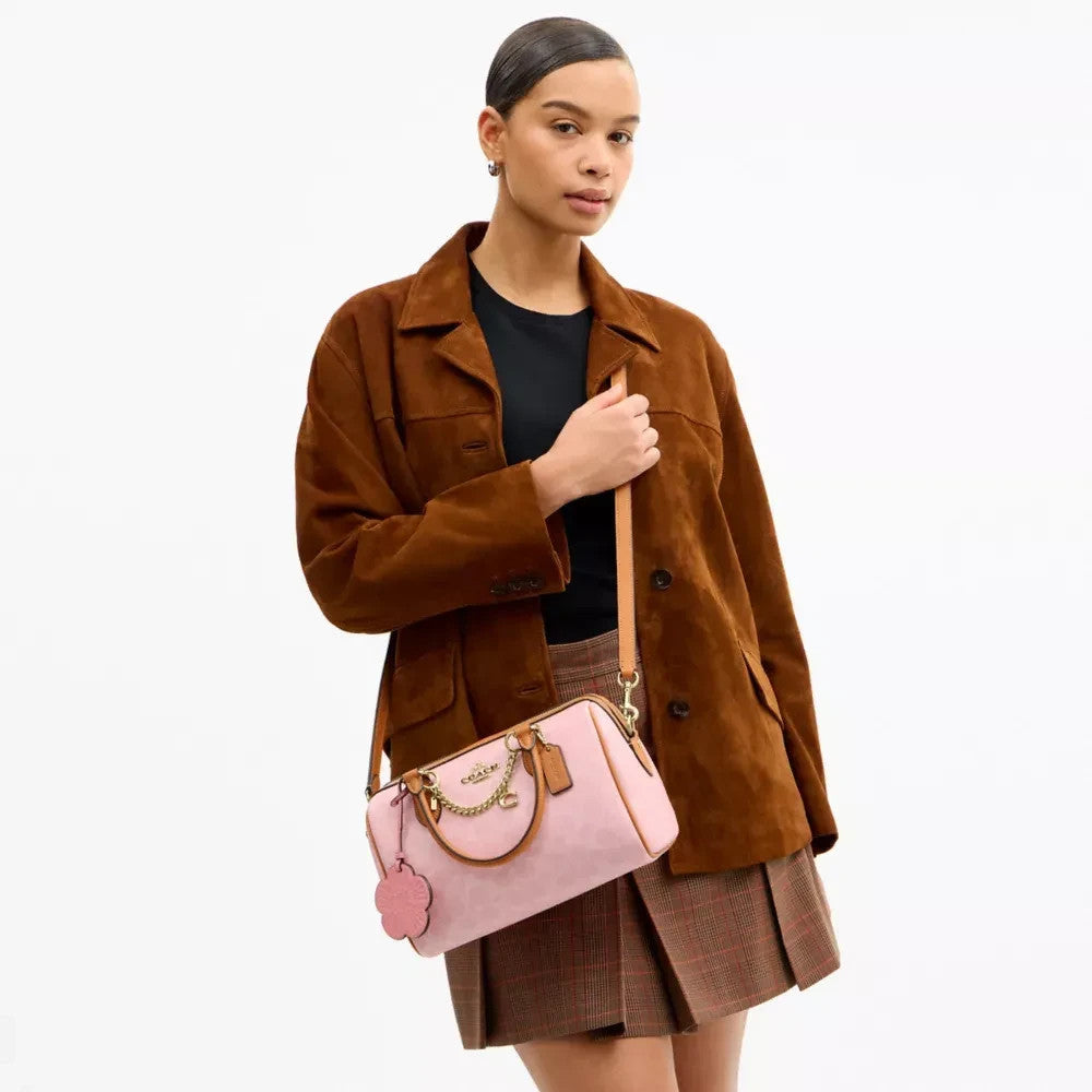 Rowan Satchel Bag in Powder Pink Signature Canvas