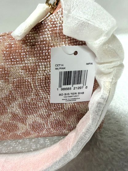 Pink Satin Beaded Shoulder Bag With Sparkle Detail