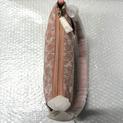 Pink Satin Beaded Shoulder Bag With Sparkle Detail