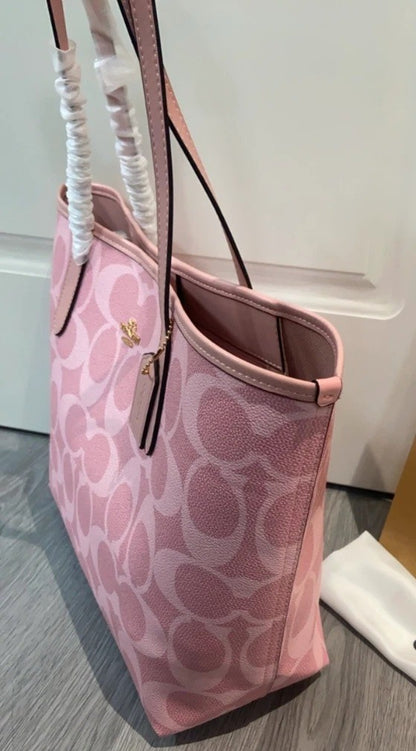 City Signature Canvas Tote Bag – Powder Pink