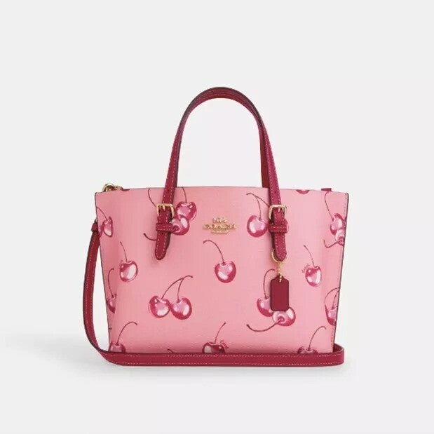 Canvas Mini Tote Bag – Cherry Pink Shoulder Style