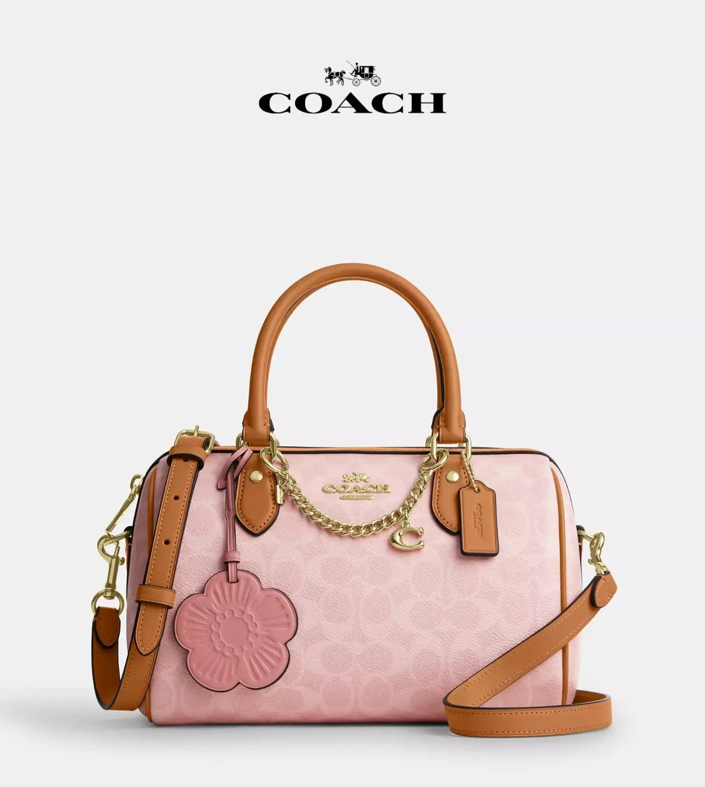 Rowan Satchel Bag in Powder Pink Signature Canvas