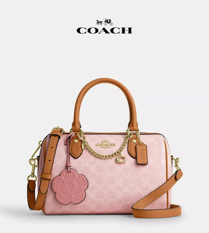 Rowan Satchel Bag in Powder Pink Signature Canvas